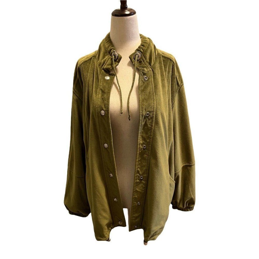 CS Signature Womens Medium Coat Windbreaker Reversible Jacket Green Poly Nylon - Picture 5 of 9